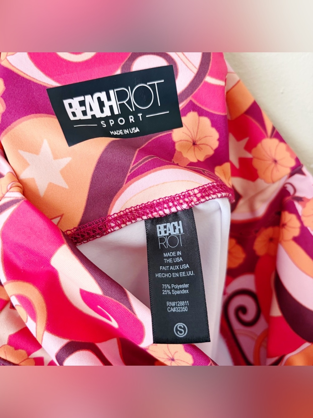 Beach Riot Sport | Piper Leggings Starlight Swirl 70s Floral Orange Pink Small - Picture 7 of 7